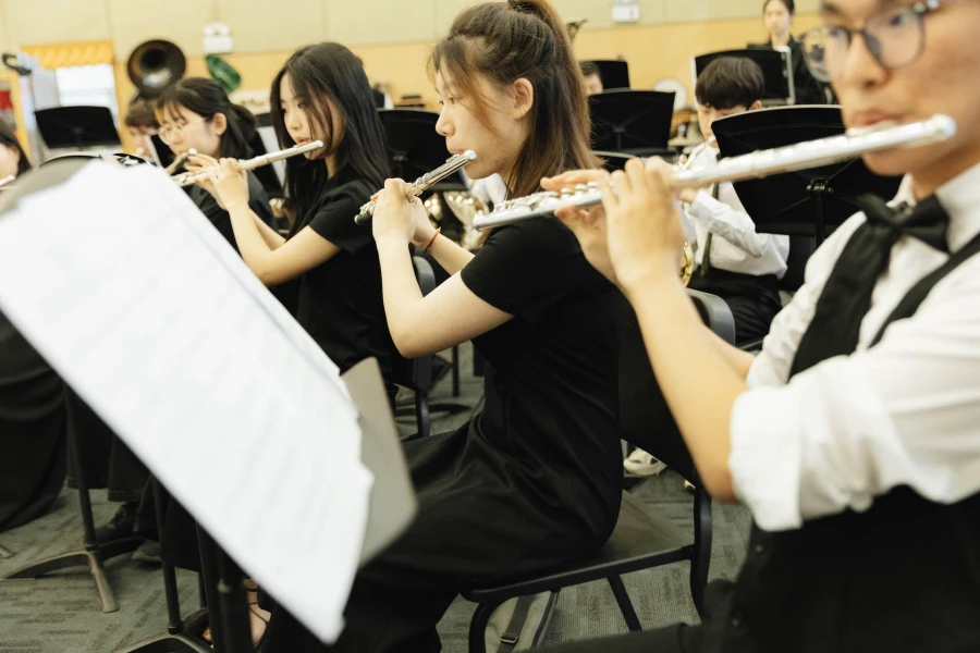 tianjin international school about our students in band practice playing flutes